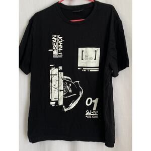 Mens XL Sean John extra large T-shirt Graphic Tee T Shirt Black and White